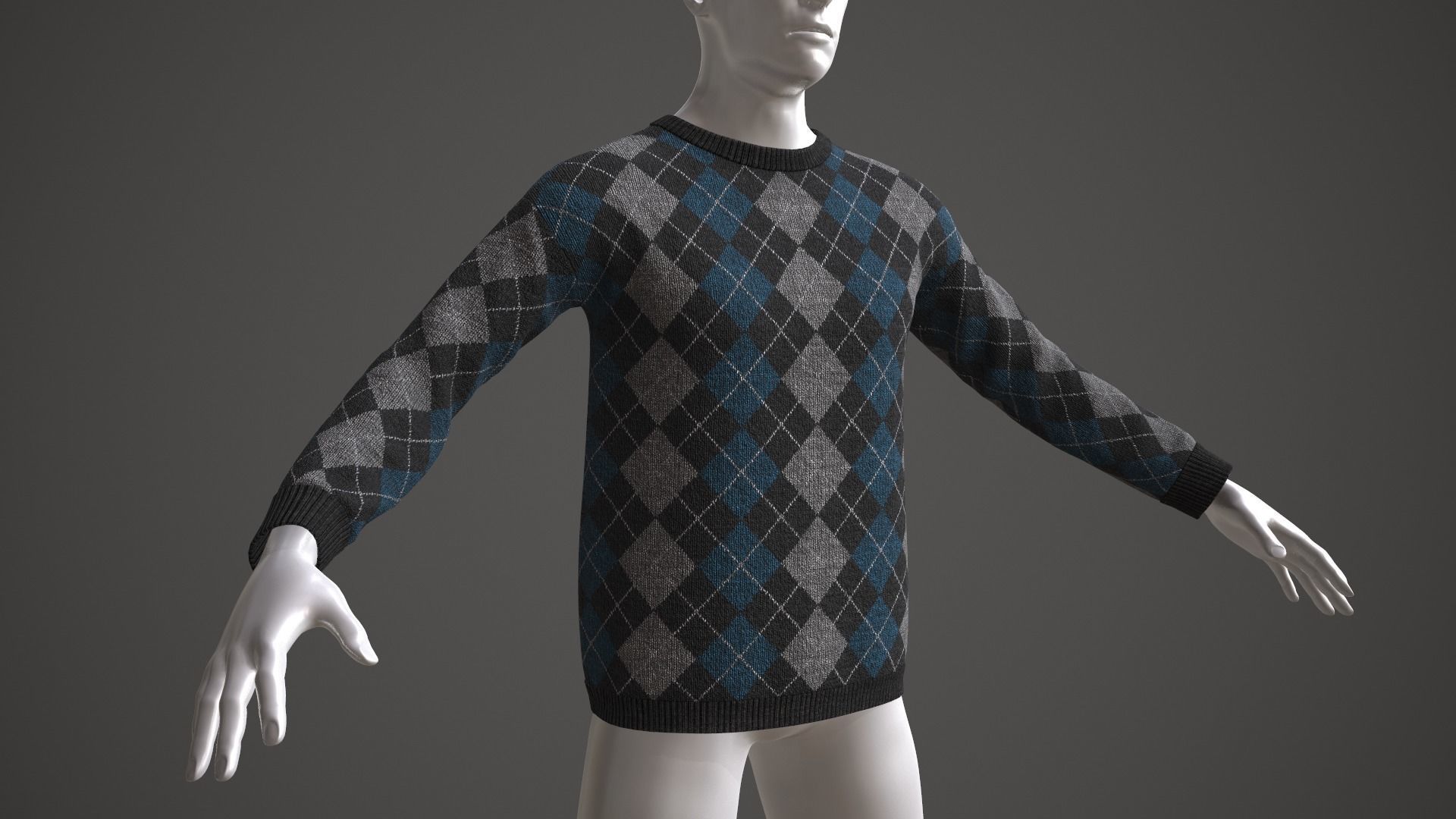 Sweater argyle Low-poly 3D model_3
