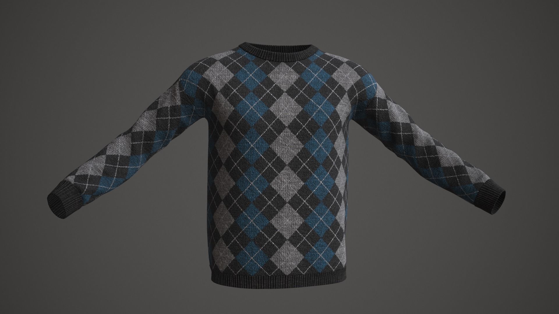 Sweater argyle Low-poly 3D model_4