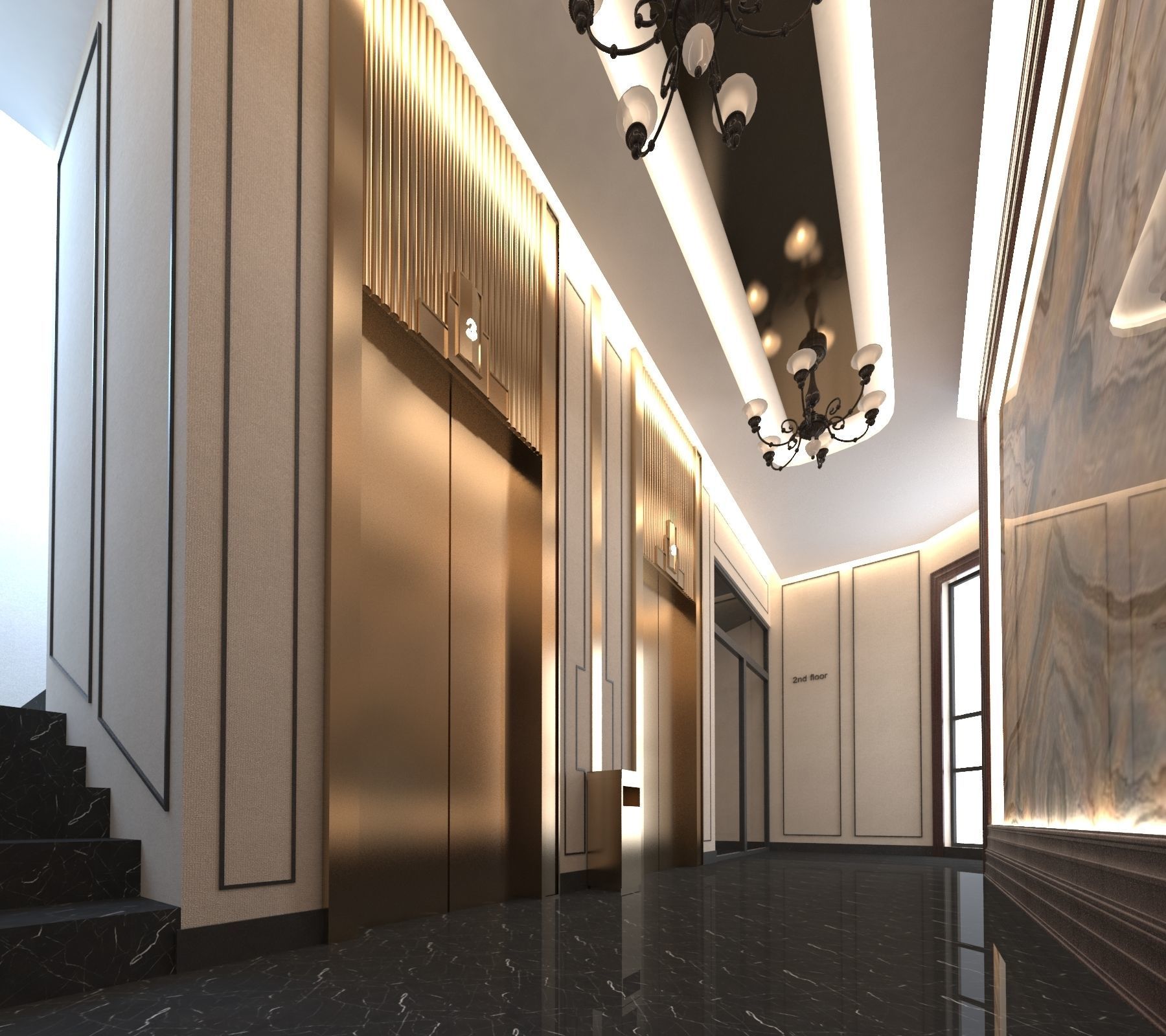 Classic interior design of Lounge Low-poly 3D model_18