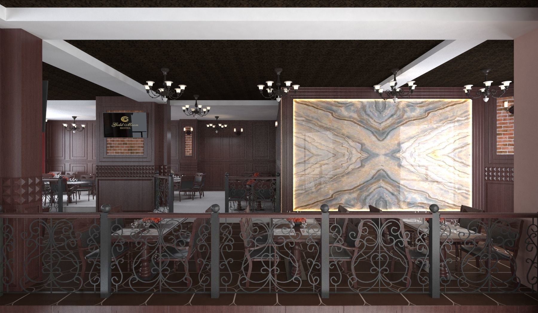 Classic interior design of Lounge Low-poly 3D model_15