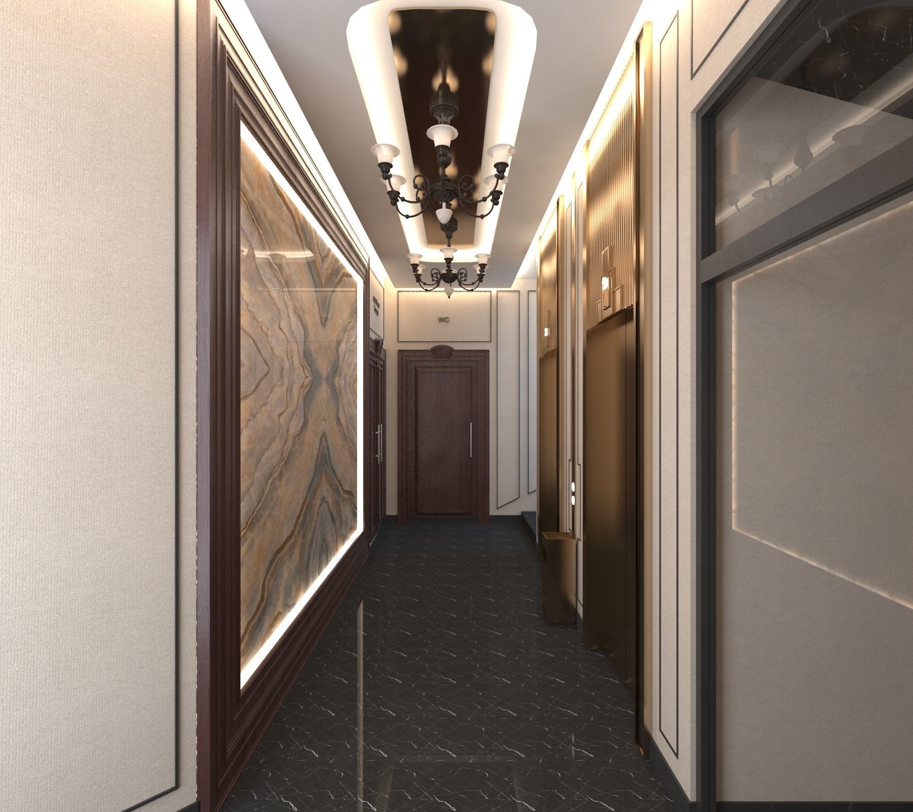 Classic interior design of Lounge Low-poly 3D model_20