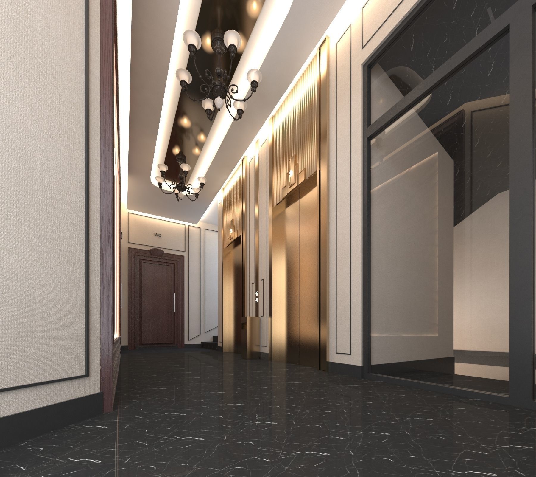 Classic interior design of Lounge Low-poly 3D model_22