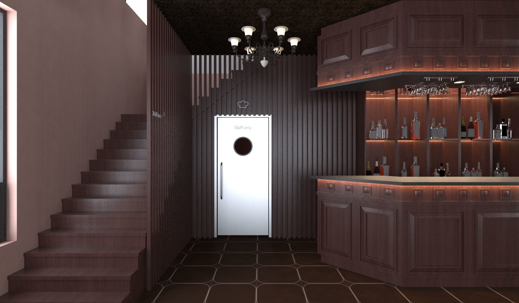 Classic interior design of Lounge Low-poly 3D model_9