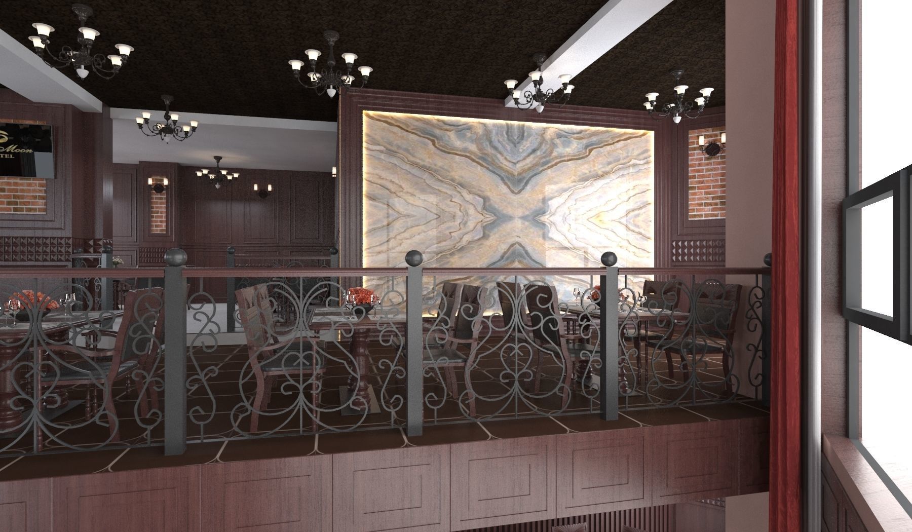 Classic interior design of Lounge Low-poly 3D model_11