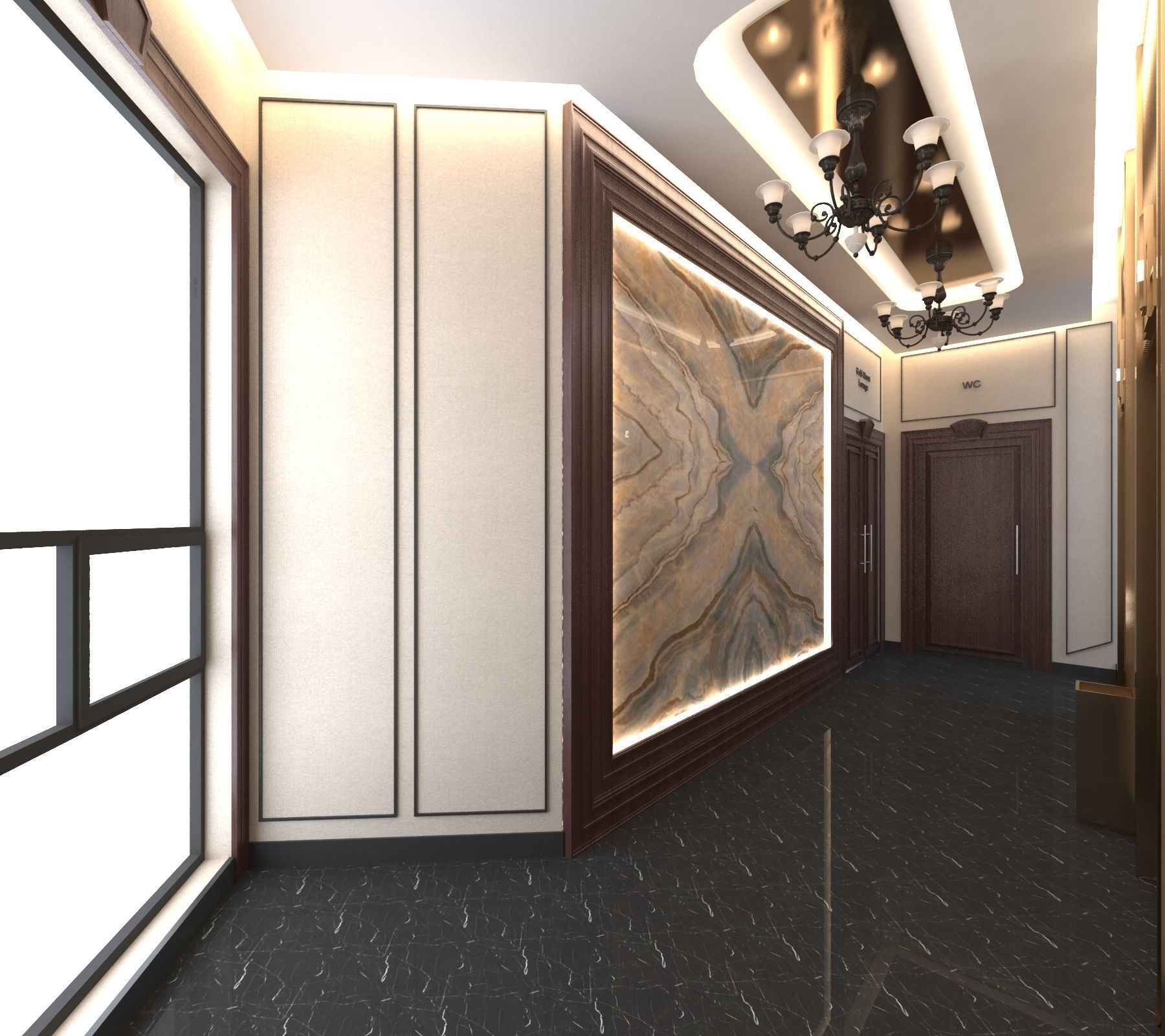 Classic interior design of Lounge Low-poly 3D model_21