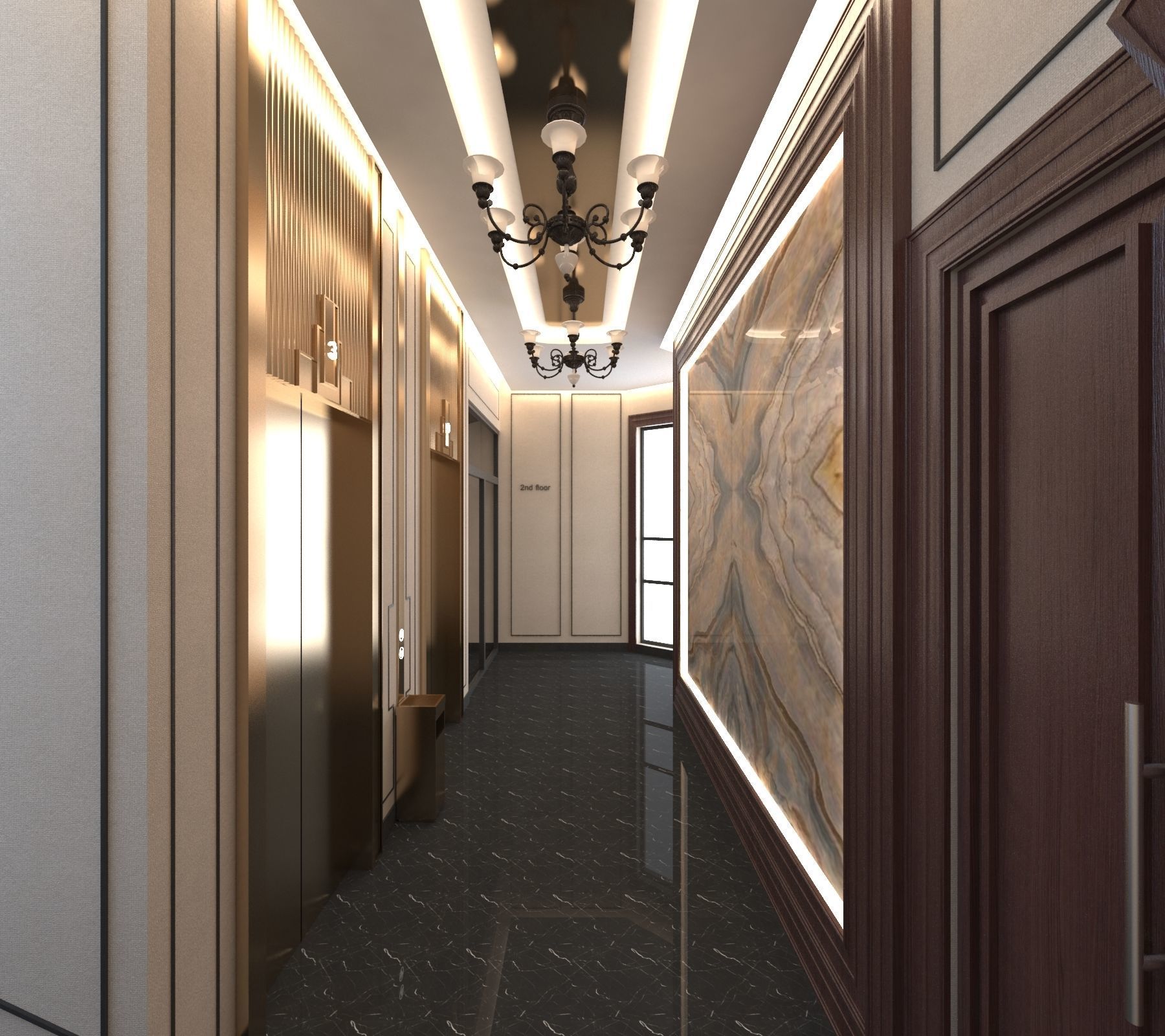 Classic interior design of Lounge Low-poly 3D model_16