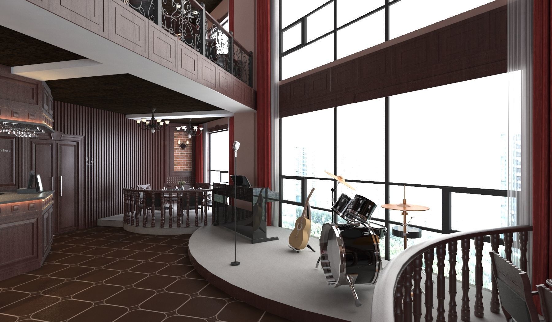 Classic interior design of Lounge Low-poly 3D model_2