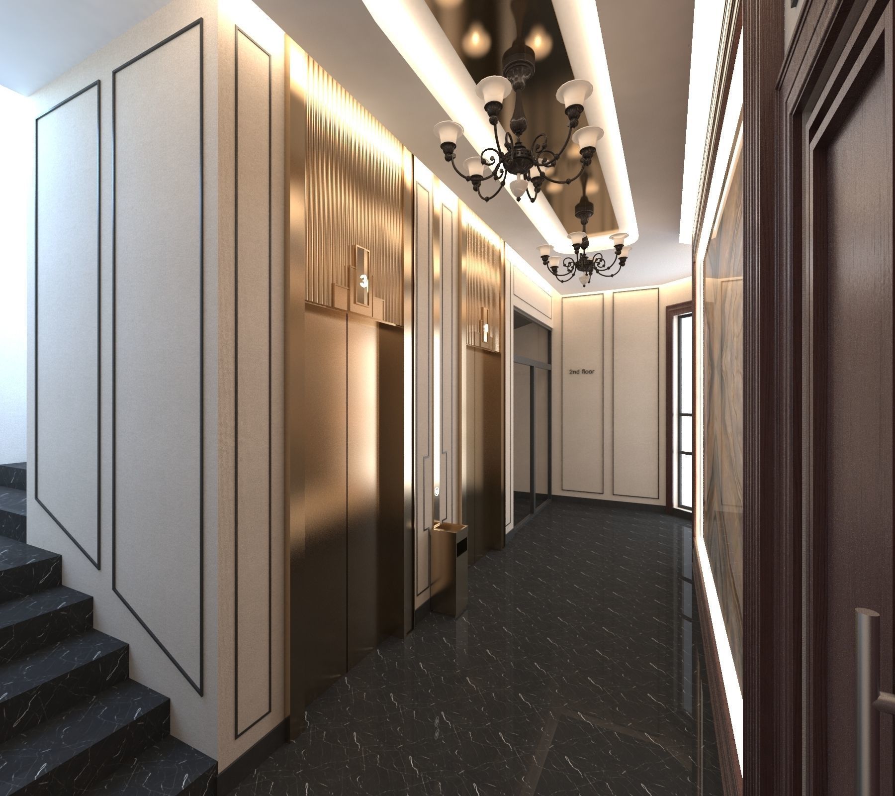 Classic interior design of Lounge Low-poly 3D model_17