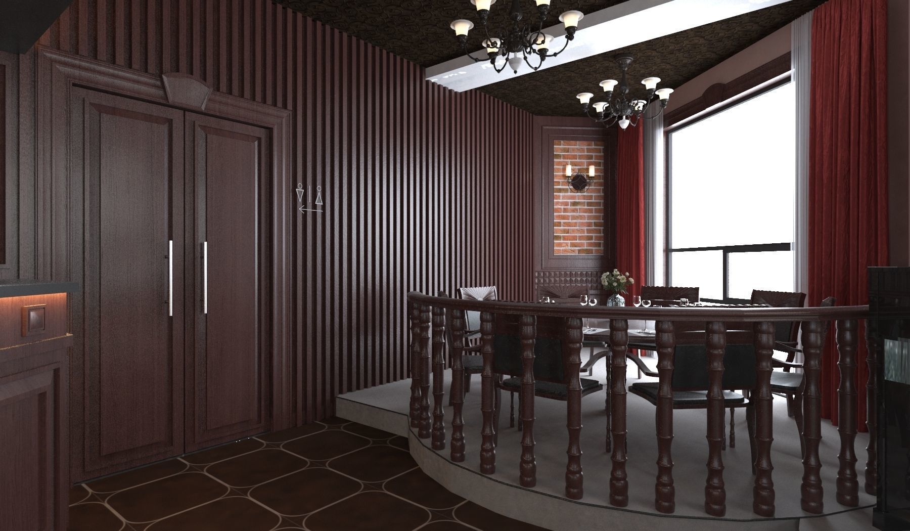 Classic interior design of Lounge Low-poly 3D model_3