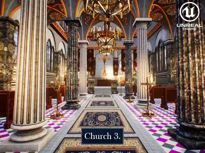 Church 3 Unreal Engine Low-poly 3D model