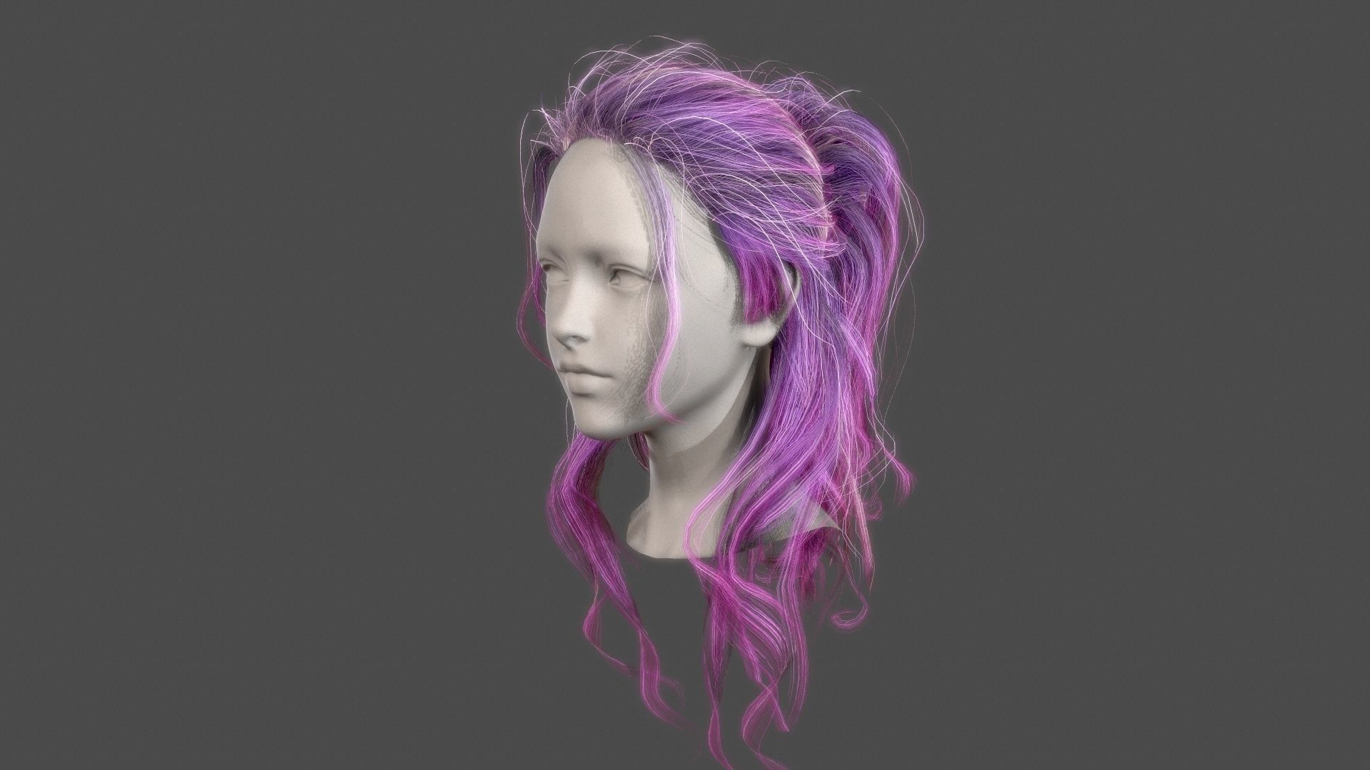 Character - Real Time Female Pony Tails Hair 01 Low-poly 3D model_12