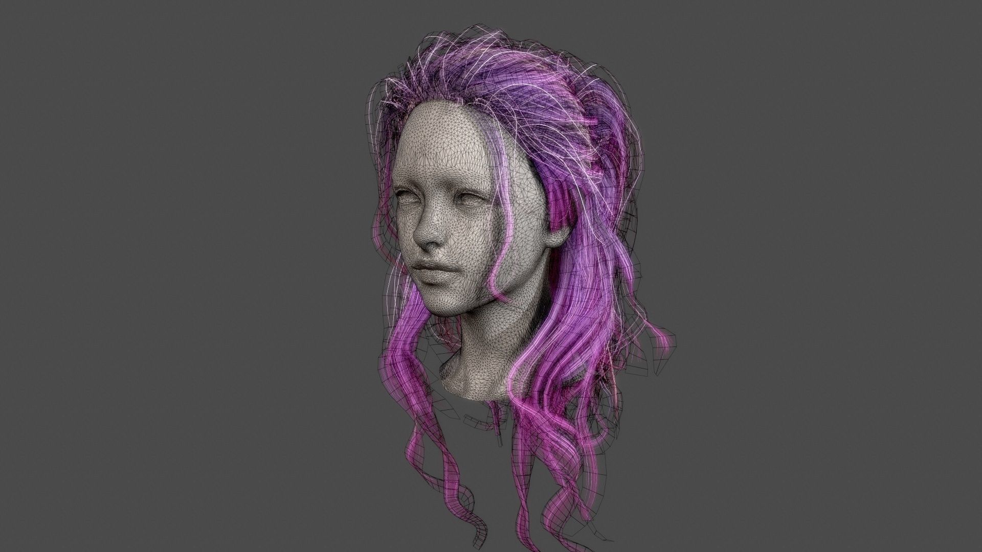 Character - Real Time Female Pony Tails Hair 01 Low-poly 3D model_28