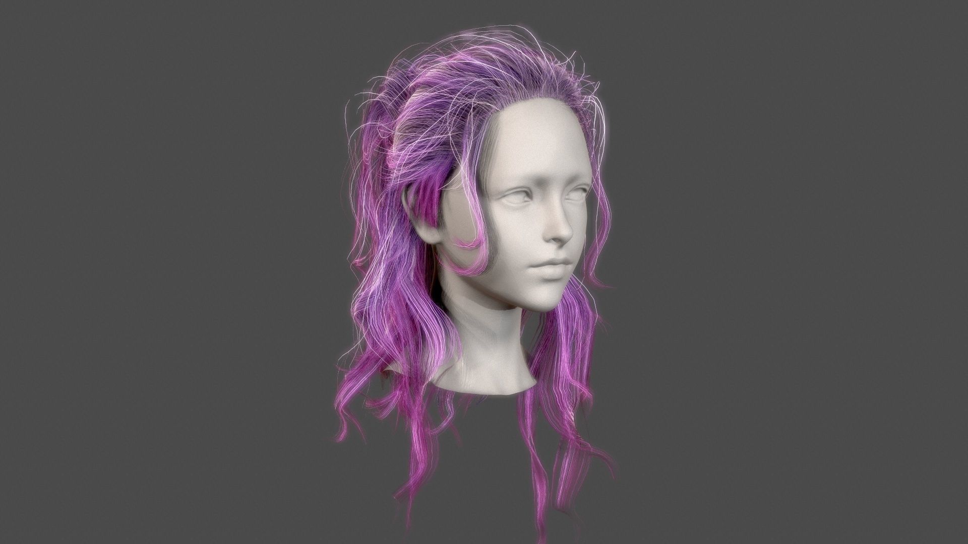 Character - Real Time Female Pony Tails Hair 01 Low-poly 3D model_6