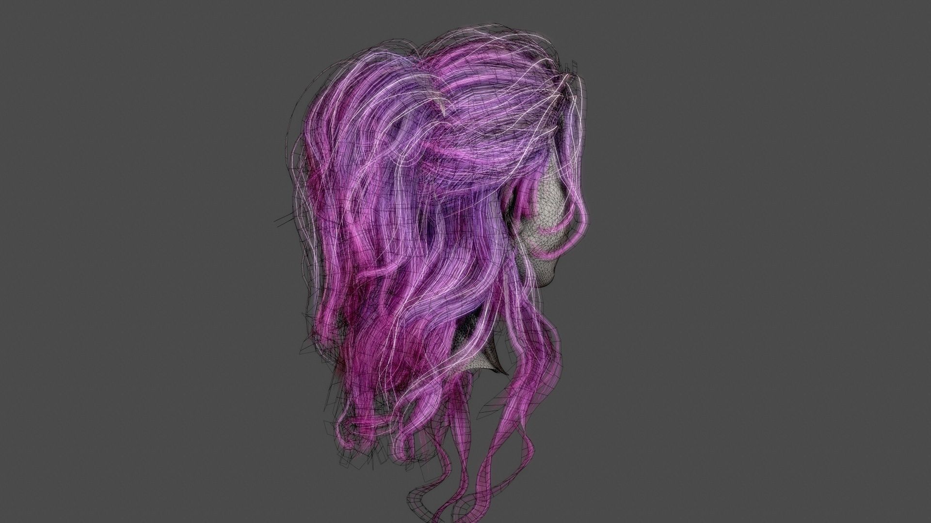 Character - Real Time Female Pony Tails Hair 01 Low-poly 3D model_24