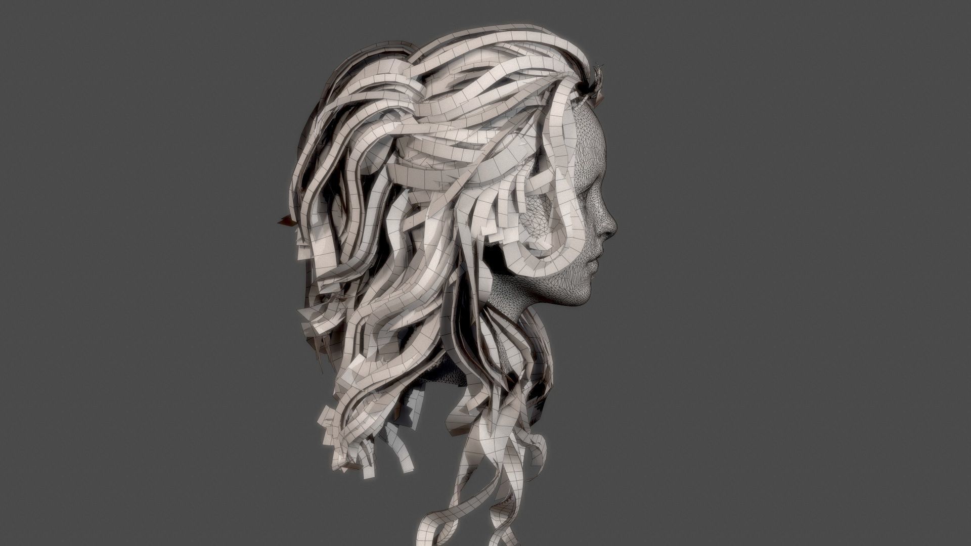 Character - Real Time Female Pony Tails Hair 01 Low-poly 3D model_31