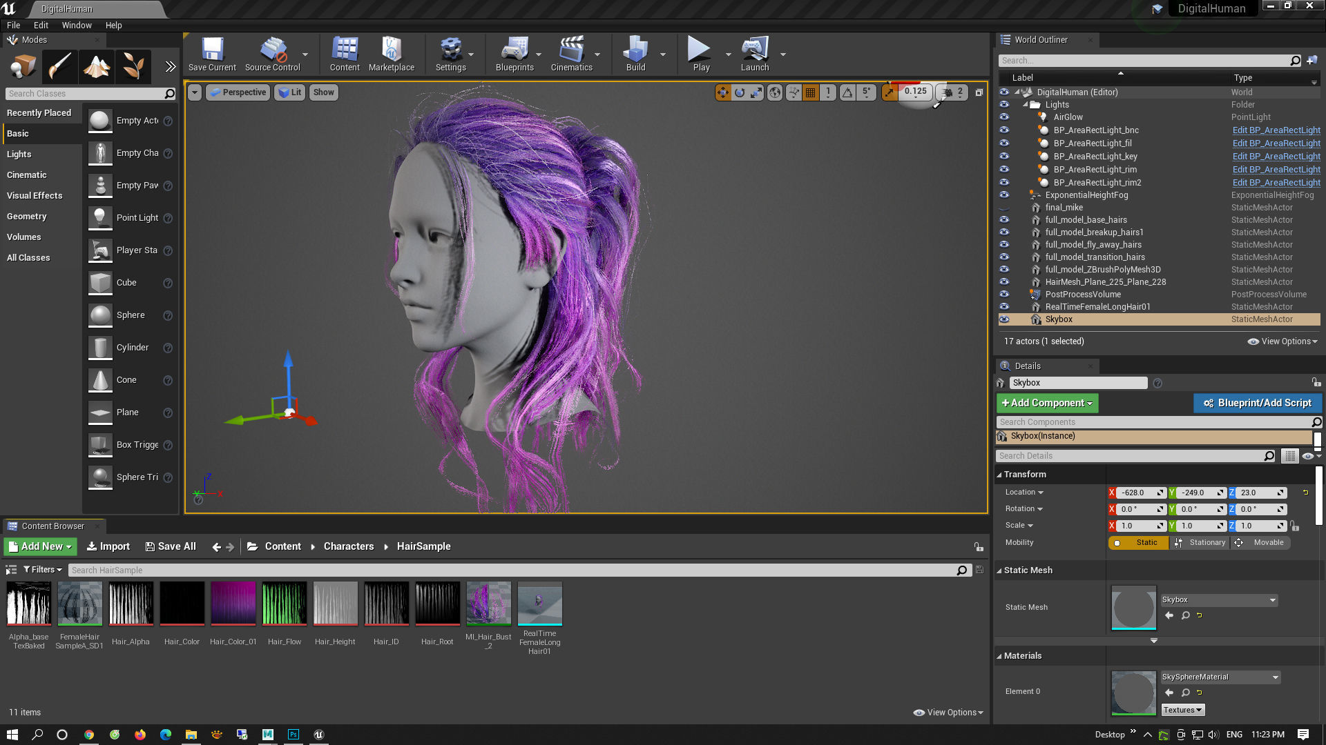 Character - Real Time Female Pony Tails Hair 01 Low-poly 3D model_4