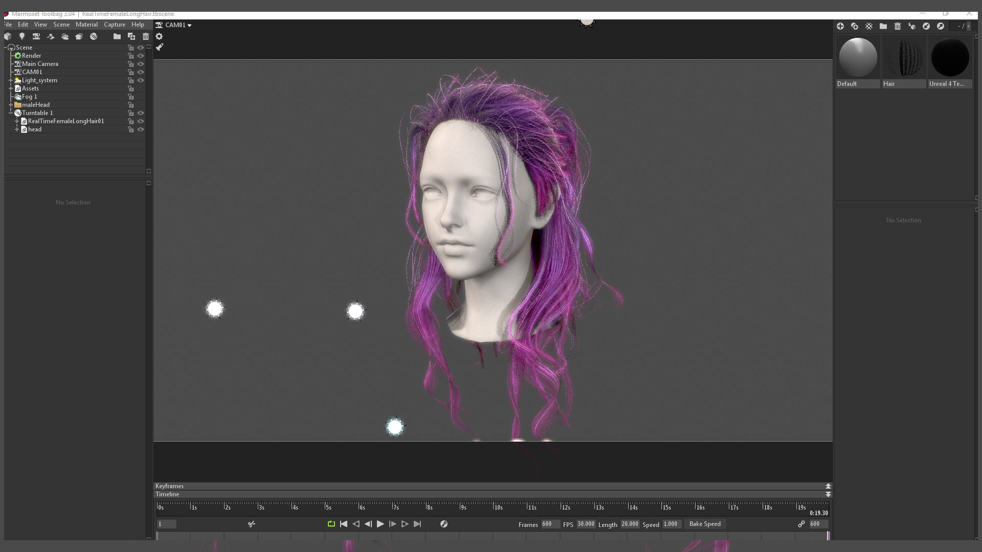 Character - Real Time Female Pony Tails Hair 01 Low-poly 3D model_3