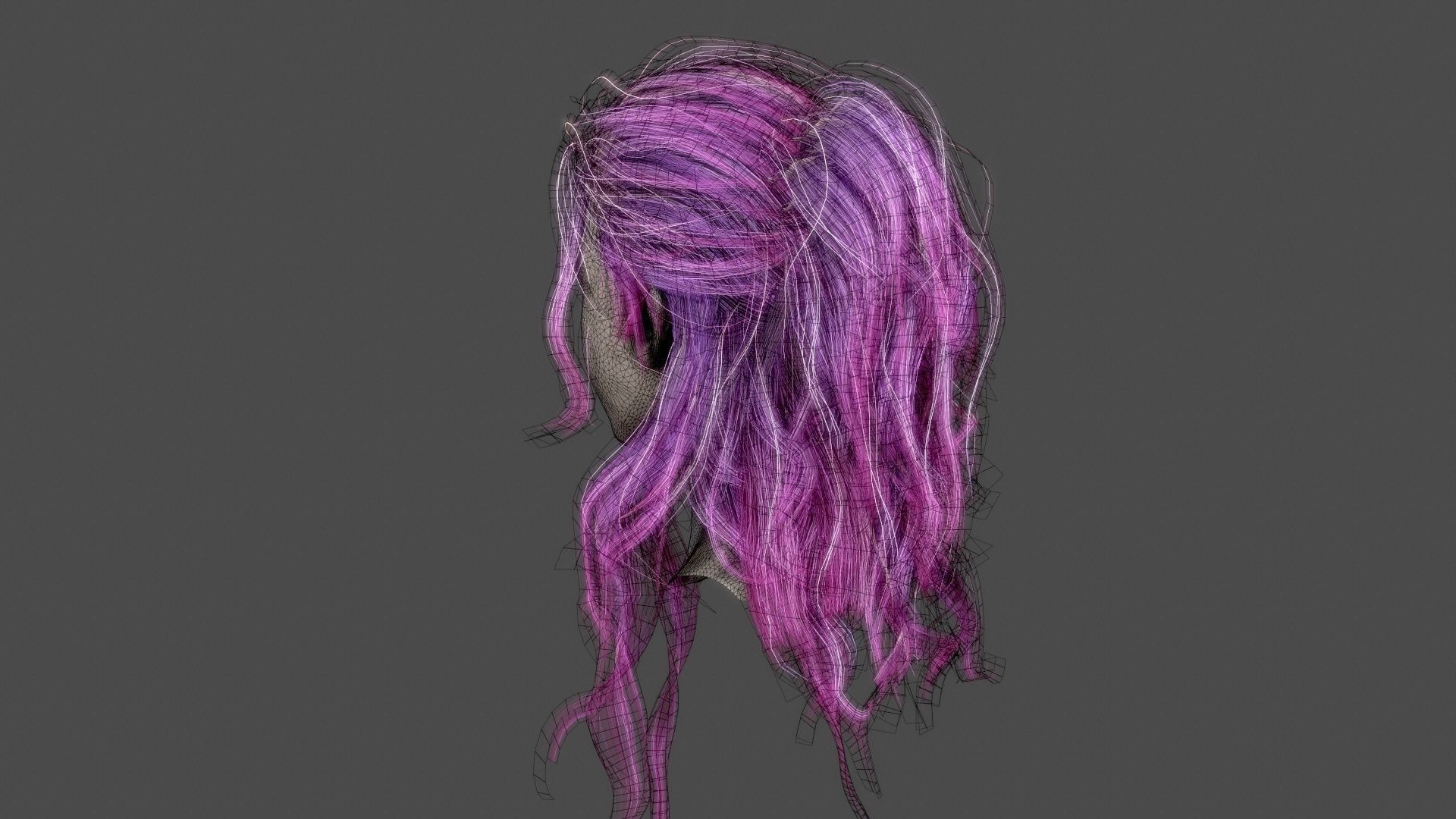 Character - Real Time Female Pony Tails Hair 01 Low-poly 3D model_26