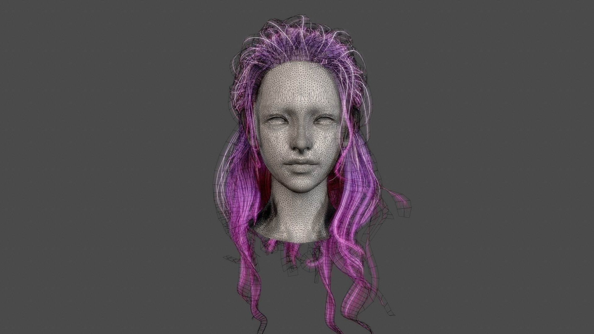 Character - Real Time Female Pony Tails Hair 01 Low-poly 3D model_21