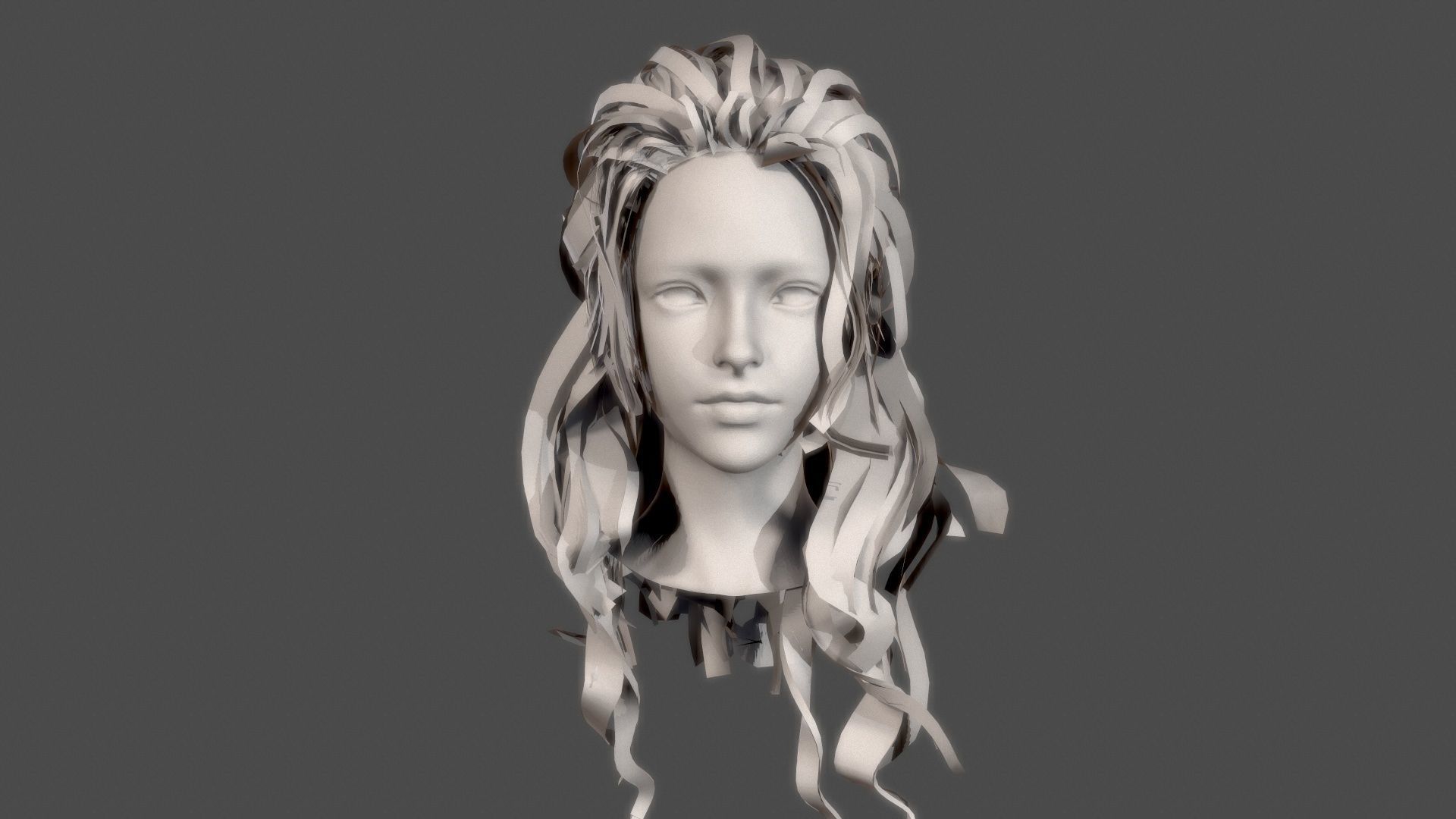Character - Real Time Female Pony Tails Hair 01 Low-poly 3D model_13