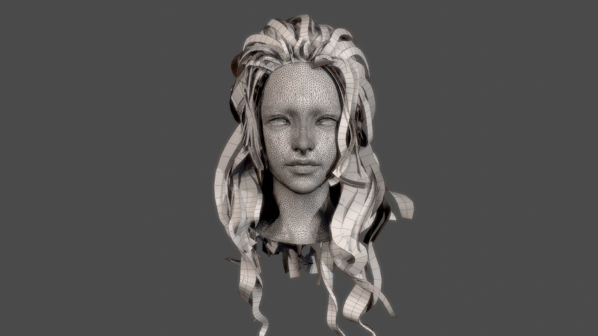 Character - Real Time Female Pony Tails Hair 01 Low-poly 3D model_29