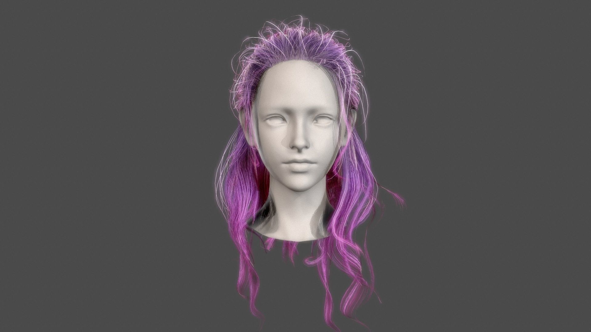 Character - Real Time Female Pony Tails Hair 01 Low-poly 3D model_5