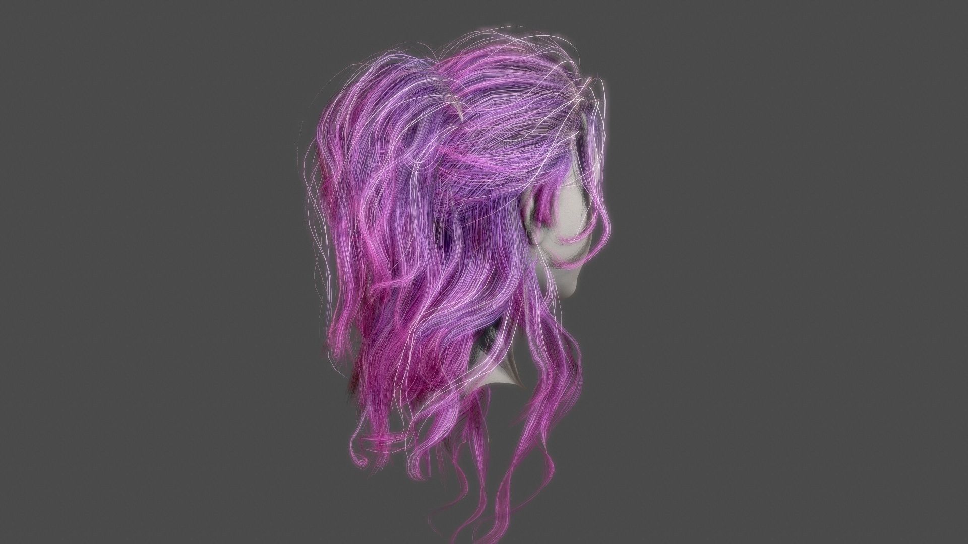 Character - Real Time Female Pony Tails Hair 01 Low-poly 3D model_8