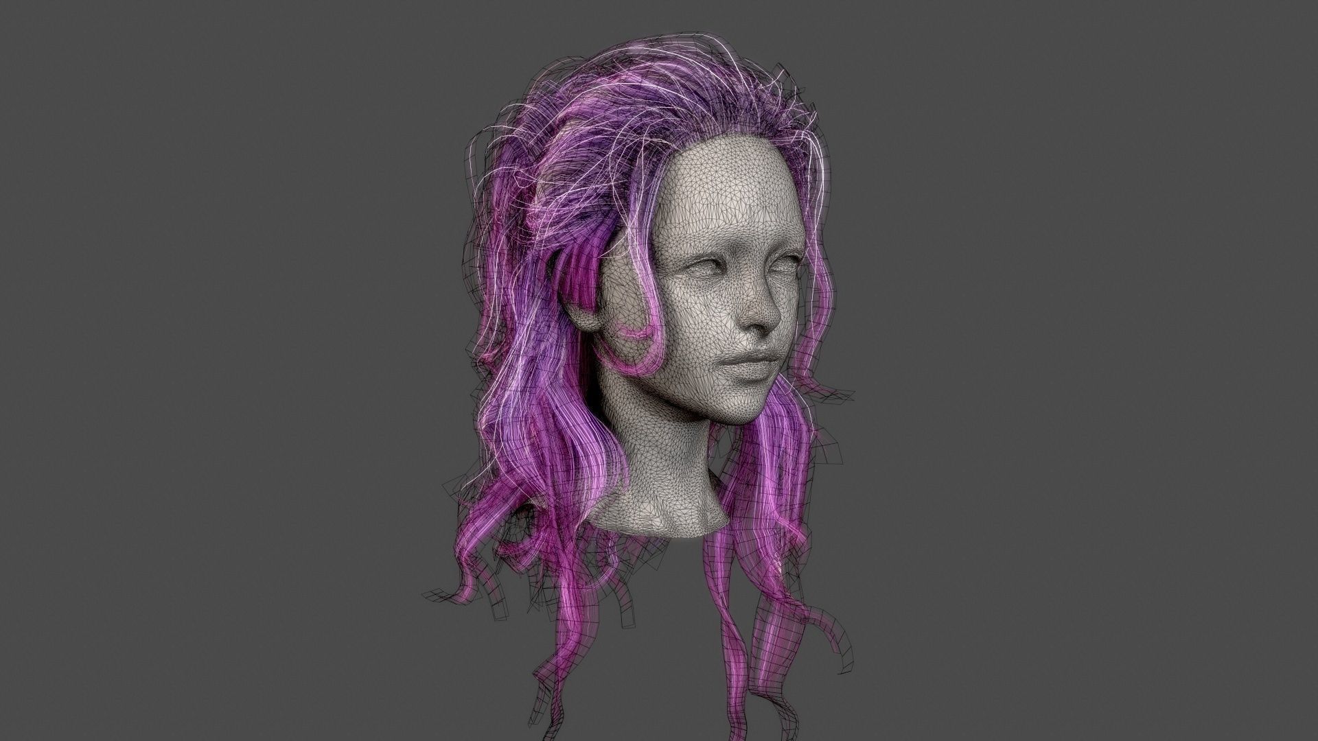 Character - Real Time Female Pony Tails Hair 01 Low-poly 3D model_22