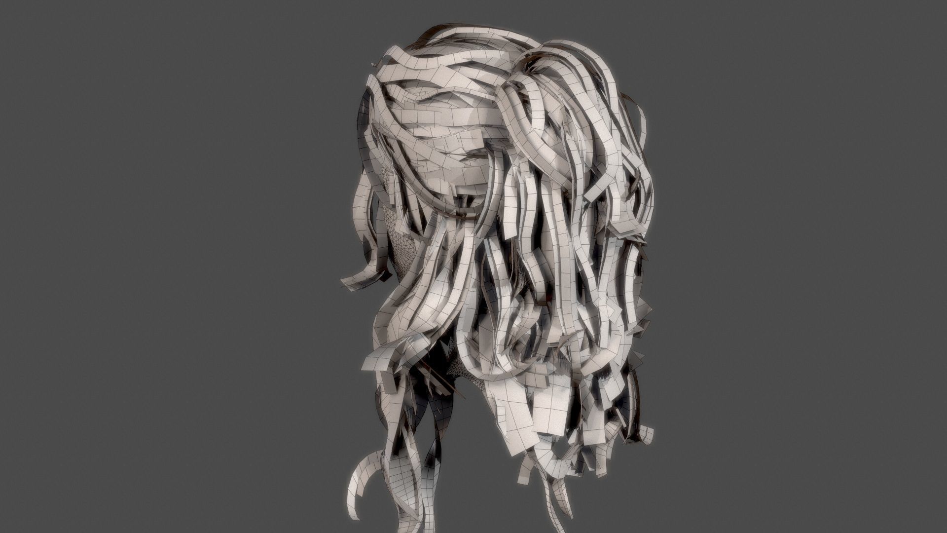 Character - Real Time Female Pony Tails Hair 01 Low-poly 3D model_34