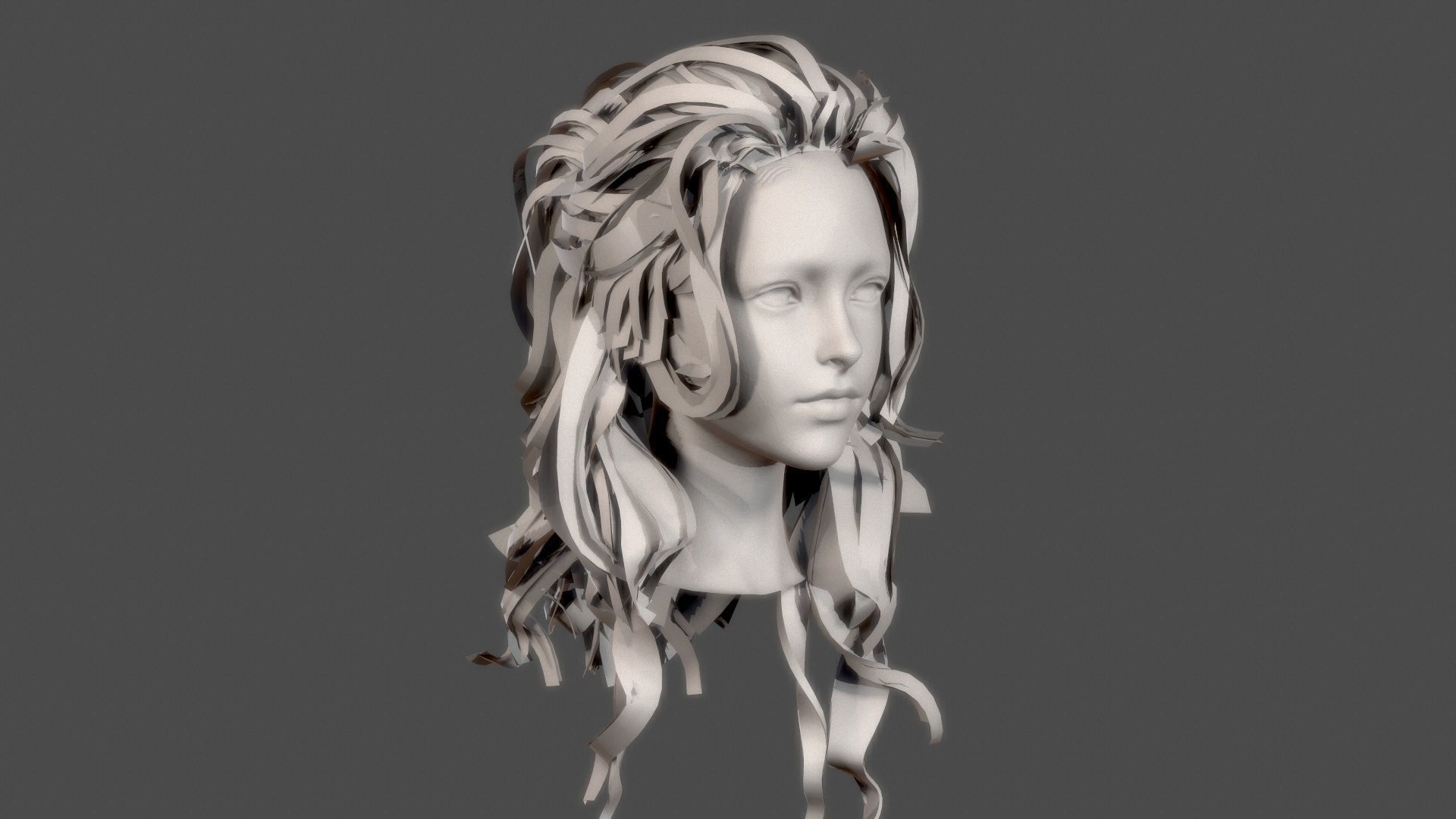 Character - Real Time Female Pony Tails Hair 01 Low-poly 3D model_14