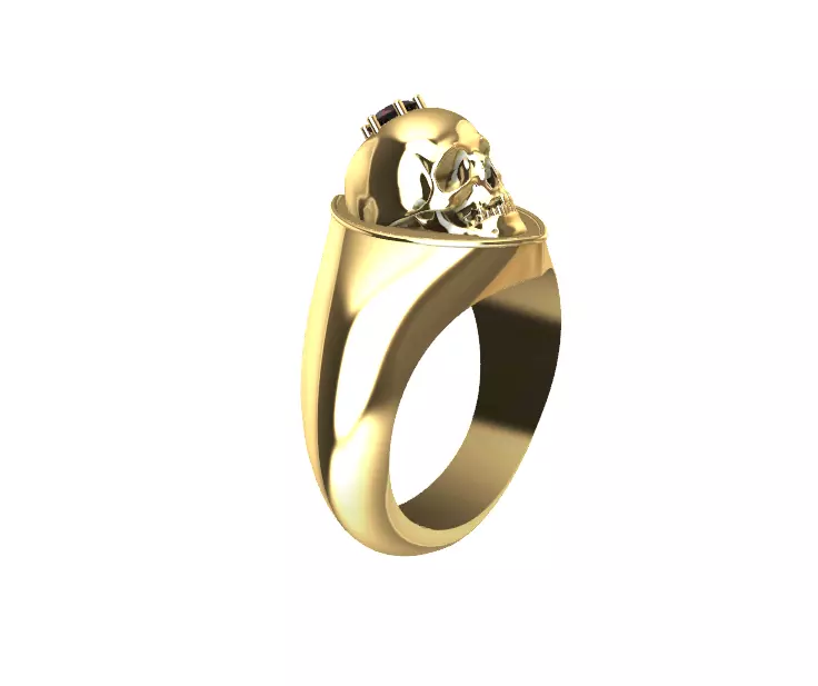 Skull ring with stone different size 3D print model
