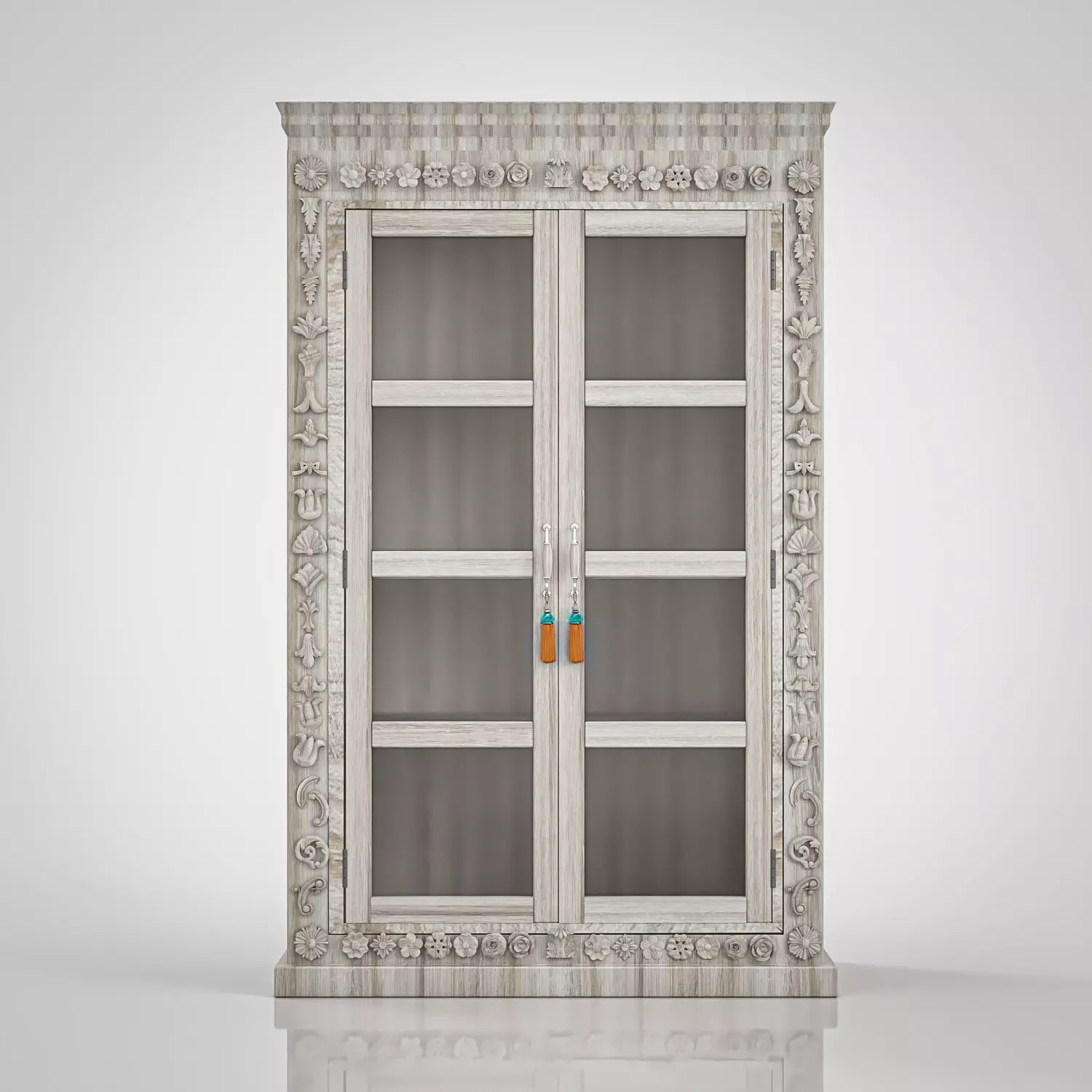 Showcase Carved Two Wooden Doors Free 3D model