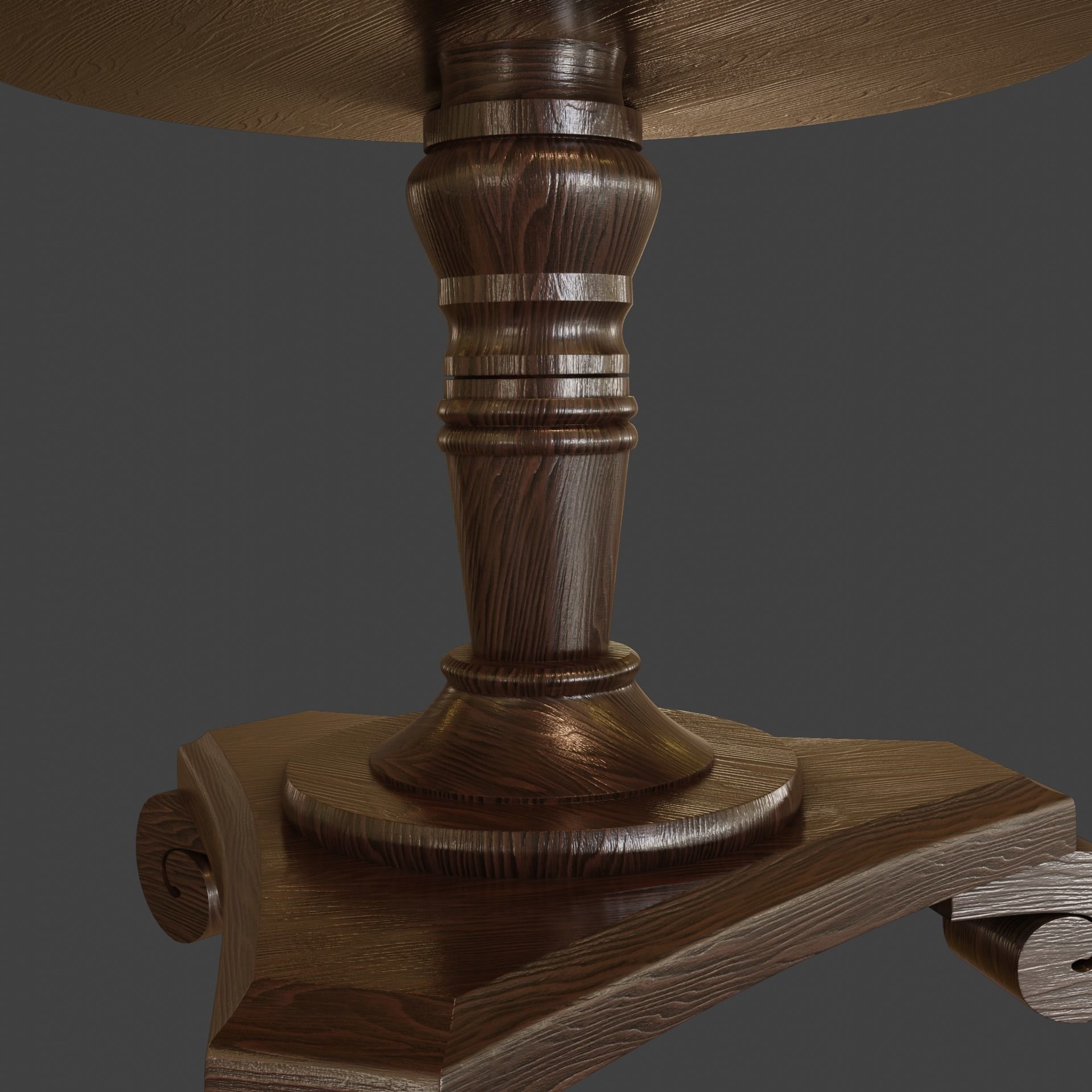 Old Rustic Round Table Free 3D model_1