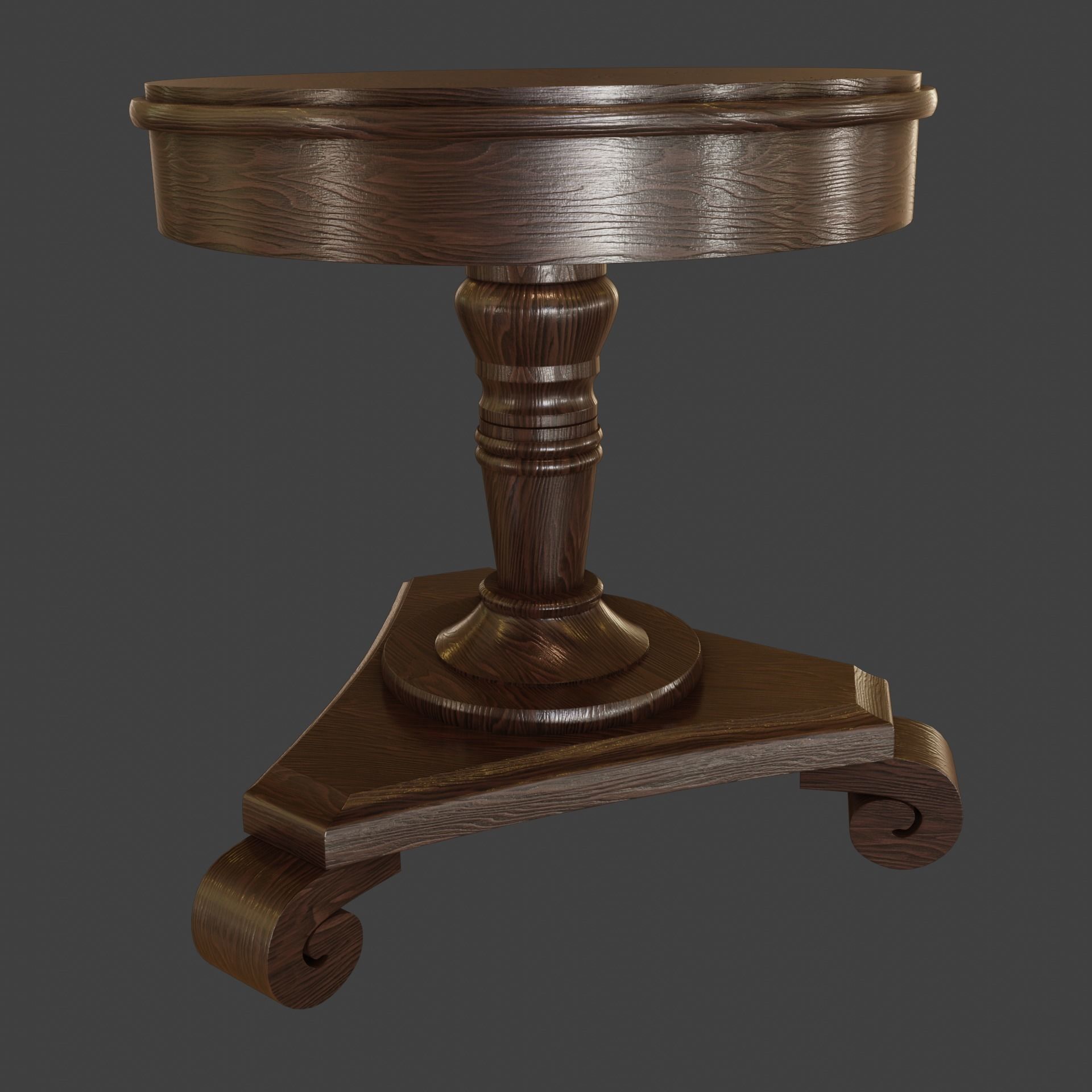 Old Rustic Round Table Free 3D model_2