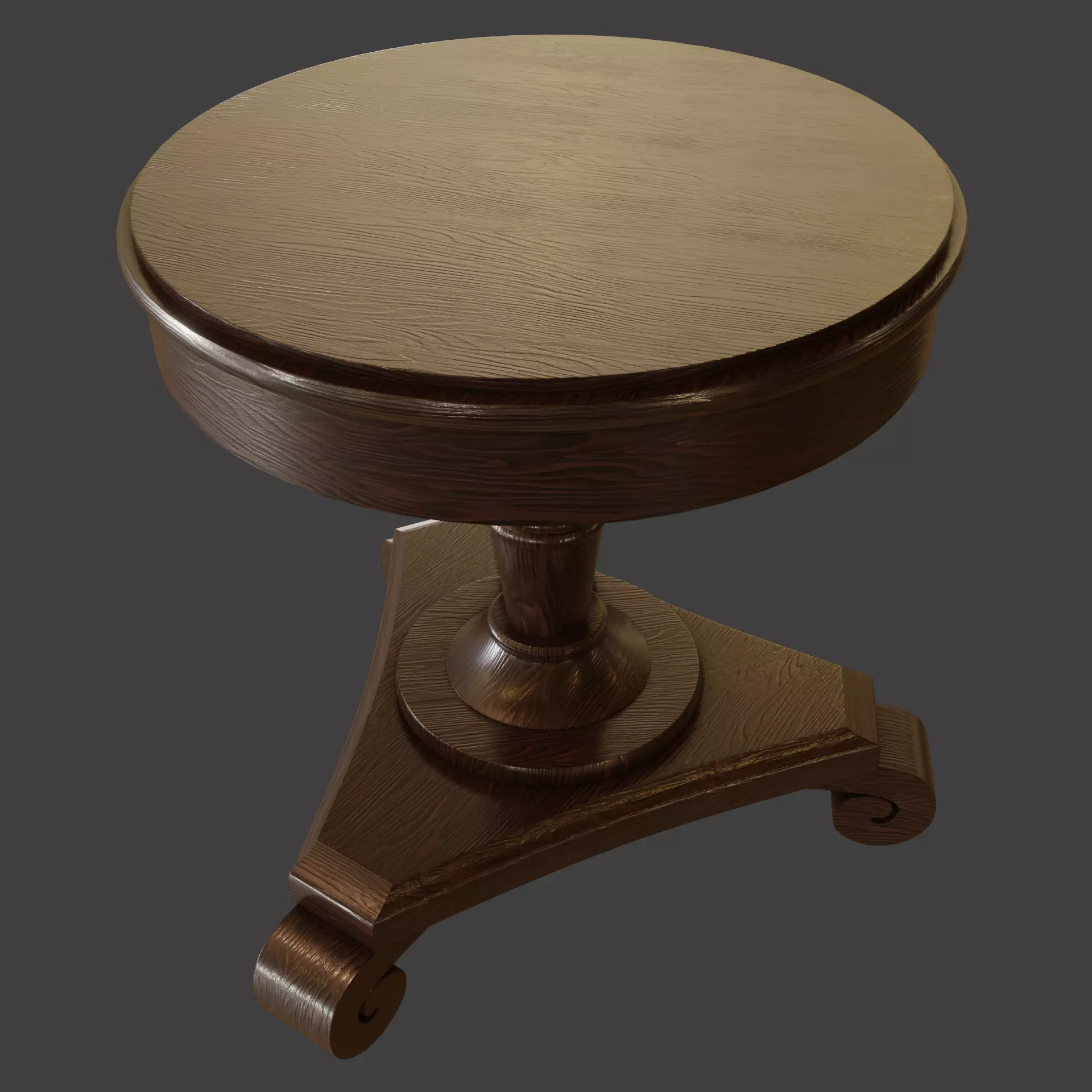 Old Rustic Round Table Free 3D model_0