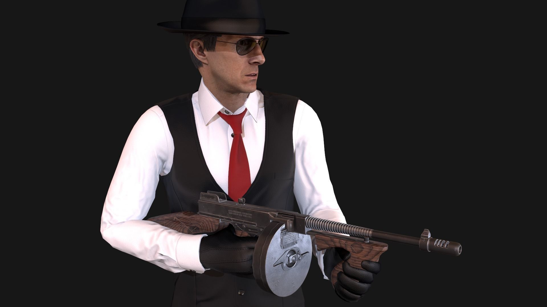 Mafia Man Low-poly 3D model_6