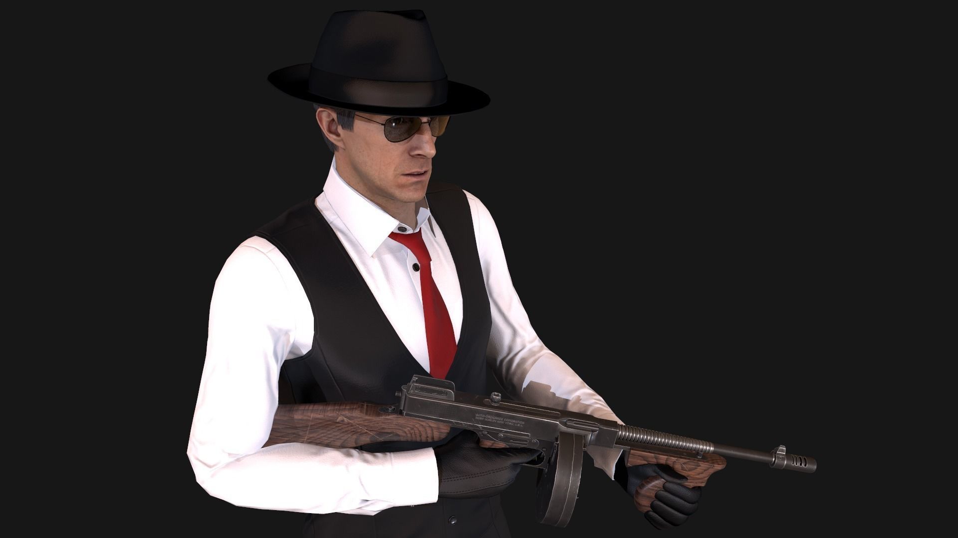Mafia Man Low-poly 3D model_5