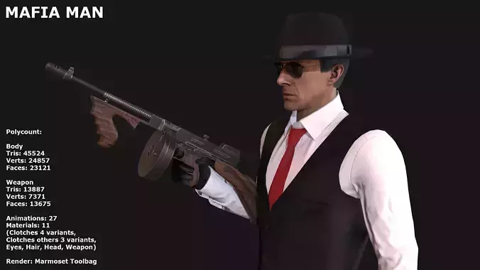 Mafia Man Low-poly 3D model
