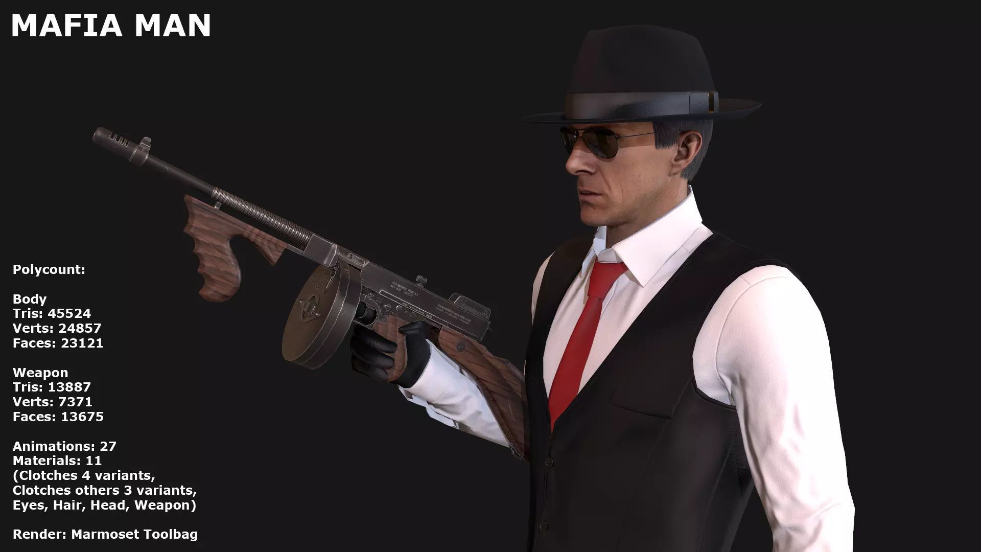 Mafia Man Low-poly 3D model_0