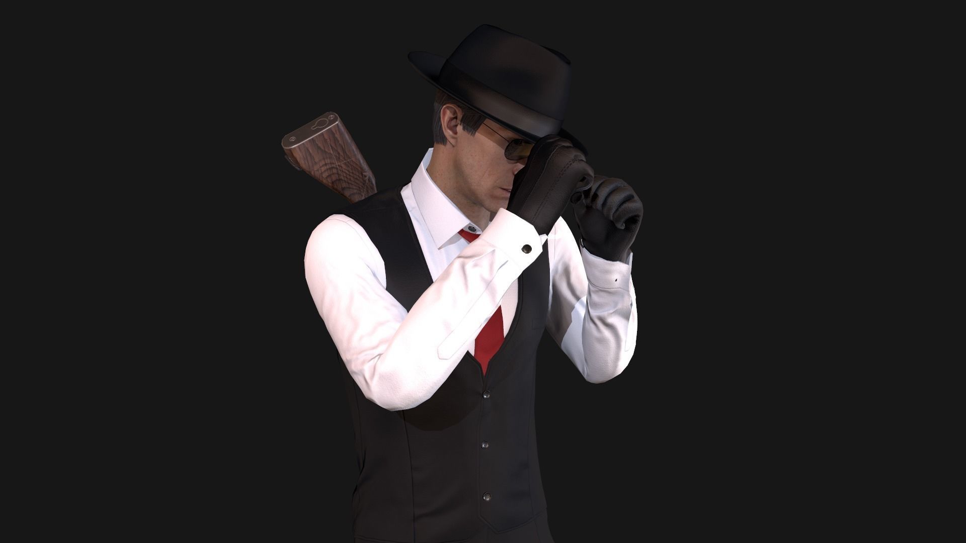 Mafia Man Low-poly 3D model_9