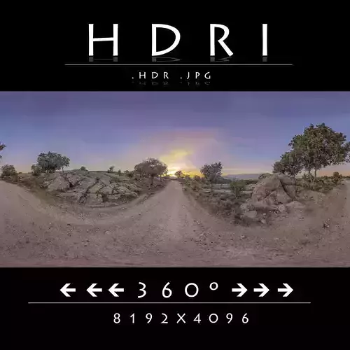 HDR BEAUTIFUL SUNSET ON DIRT ROAD