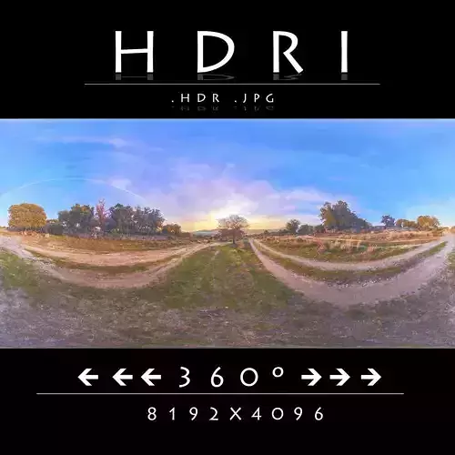 HDR AUTUMN SUNSET ON THE DIRT ROAD