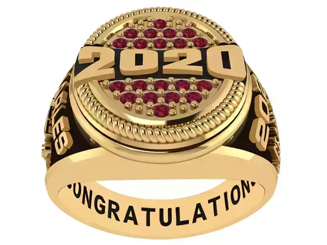 Personalized Class Ring 7 - Oval Gem Pave with Bridge