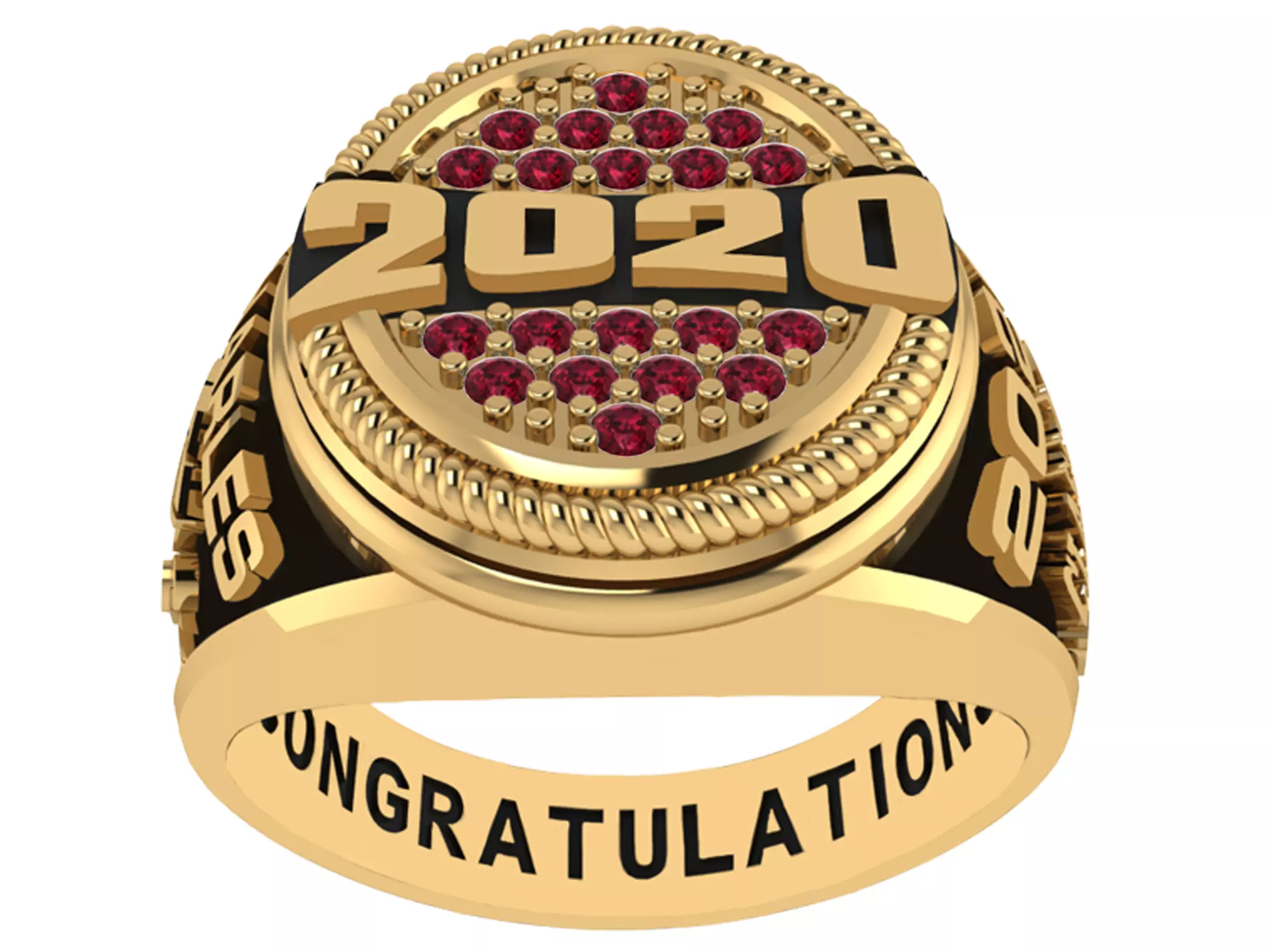 Personalized Class Ring 7 - Oval Gem Pave with Bridge 3D print model_0