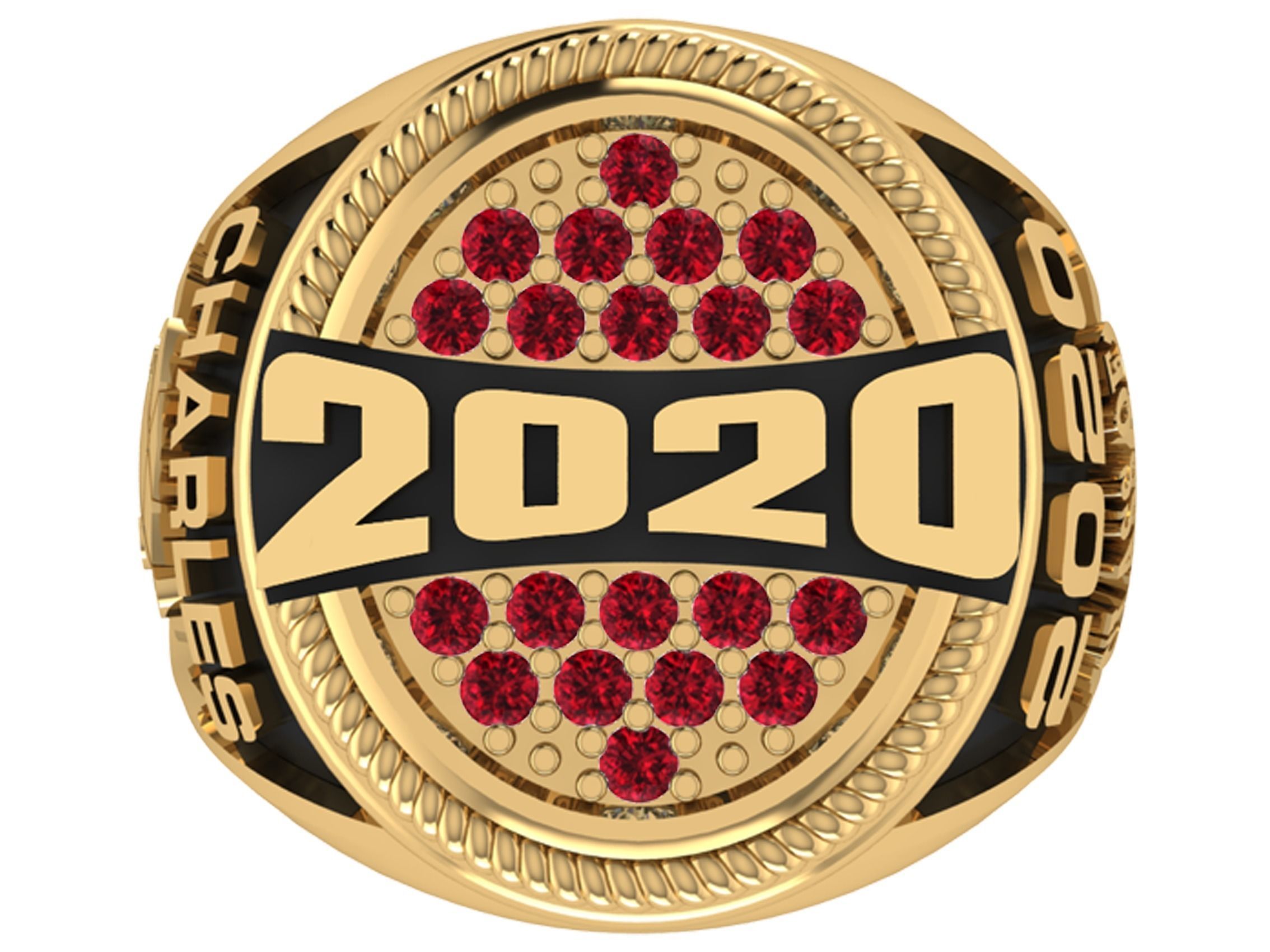 Personalized Class Ring 7 - Oval Gem Pave with Bridge 3D print model_1