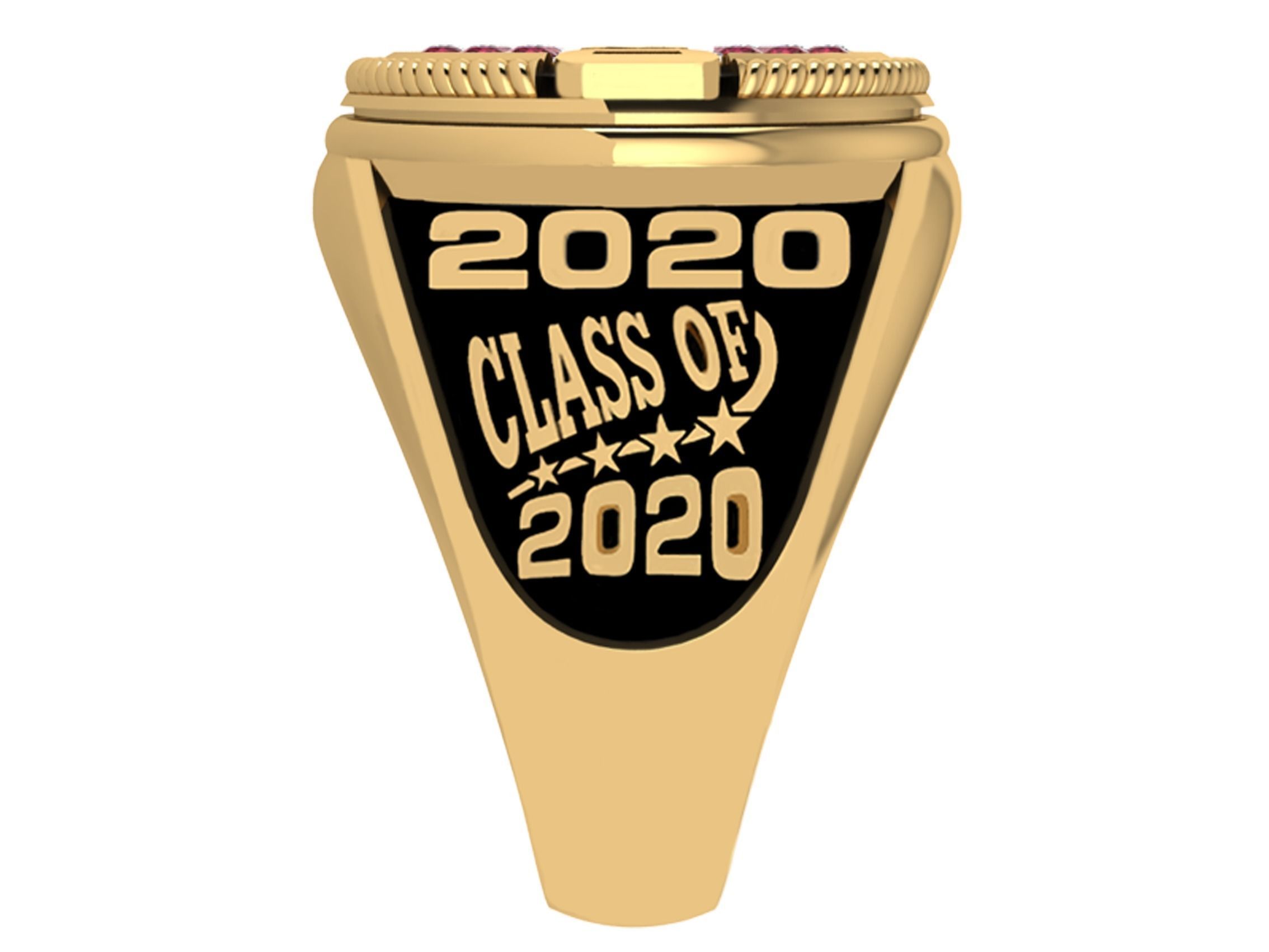 Personalized Class Ring 7 - Oval Gem Pave with Bridge 3D print model_2