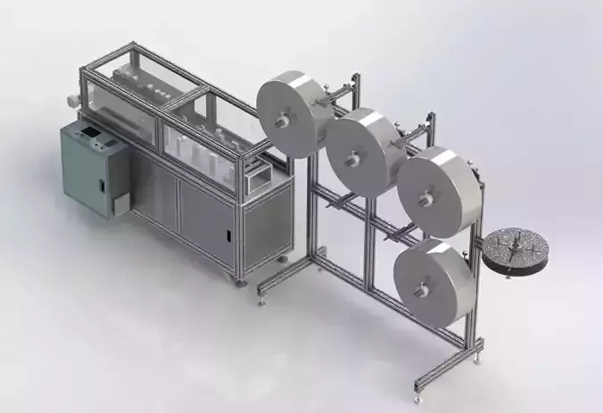 MASK MACHINE - DISPOSABLE MASK BODIES PRODUCTION 150 PCS MINUTE 3D model