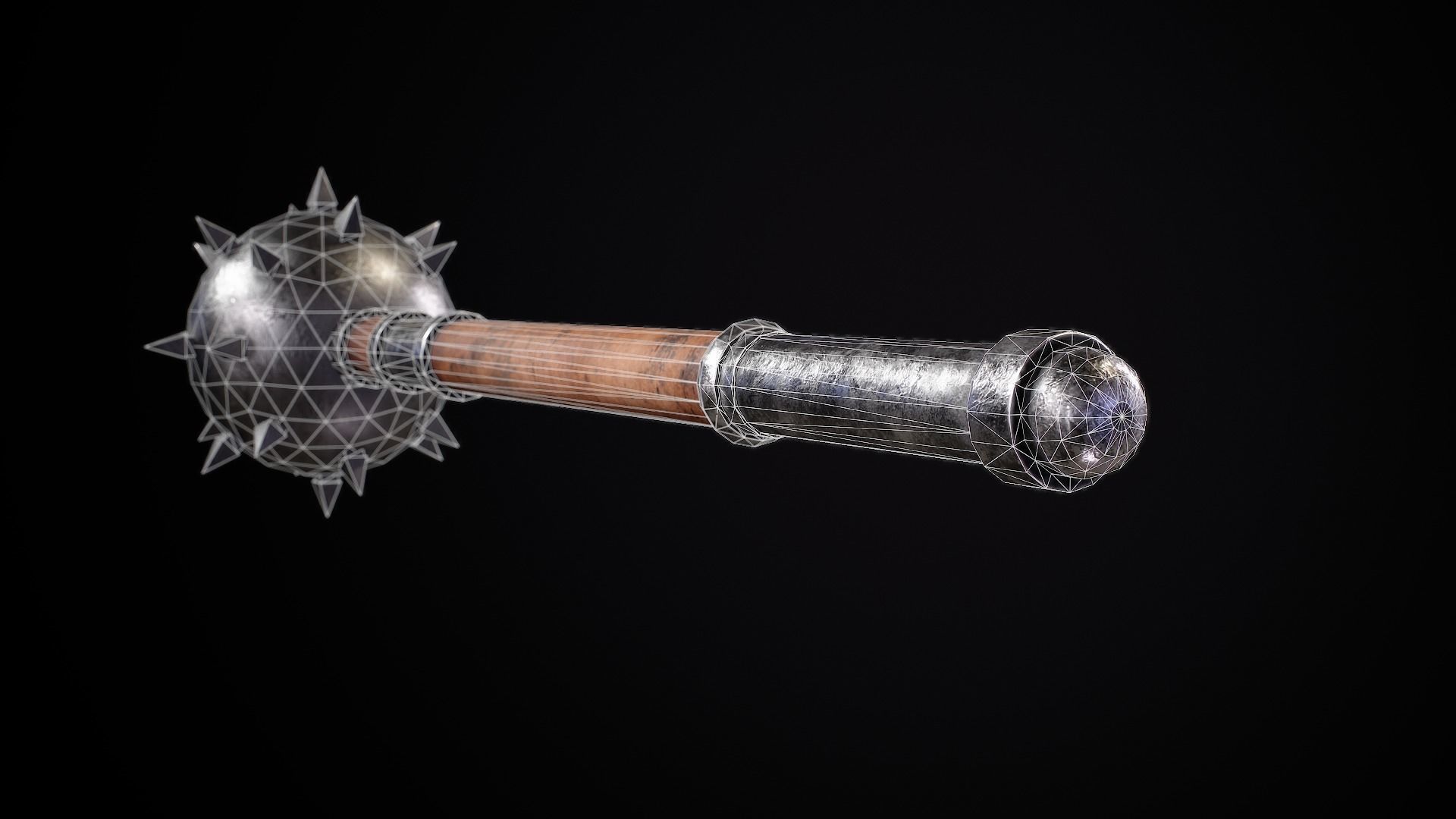 3D model Game Ready Morning Star Mace Low Poly PBR VR / AR / lowpoly