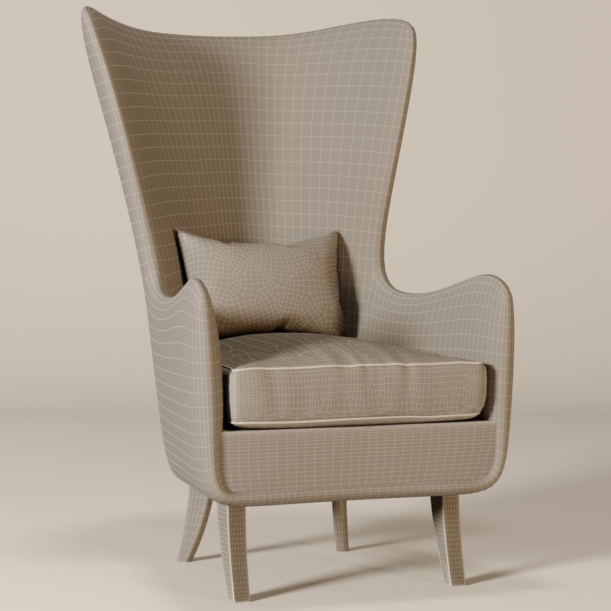 Wing chair 3D model_1
