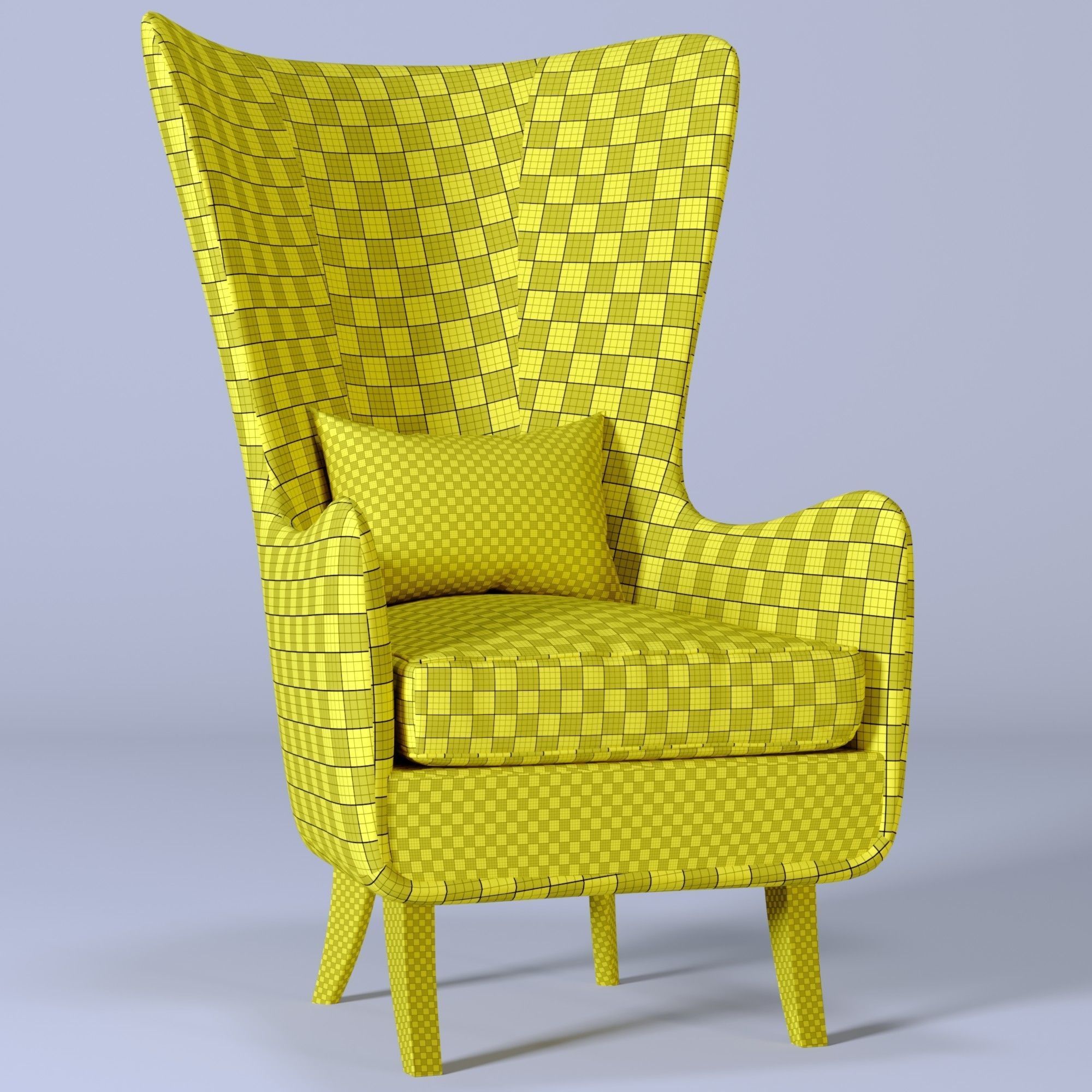 Wing chair 3D model_2